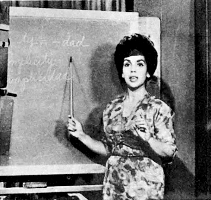 Spanish medical communication instructor Miriam Amor in class, 1974.