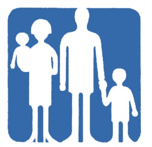 Logo showing a mother, father, baby, and child