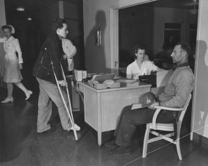 Kaiser Shipyard workers being treated in a medical facility, circa 1943