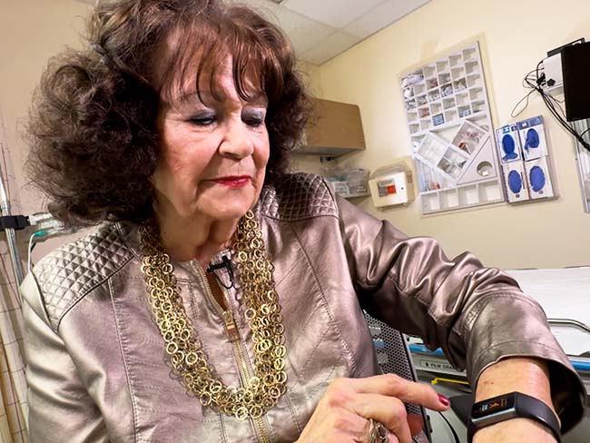 Woman showing off her smartwatch.