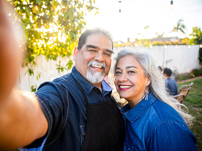 happy couple taking a selfie