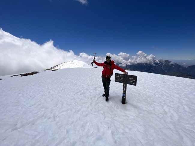 Chris Hogan climbing Mount Baldy