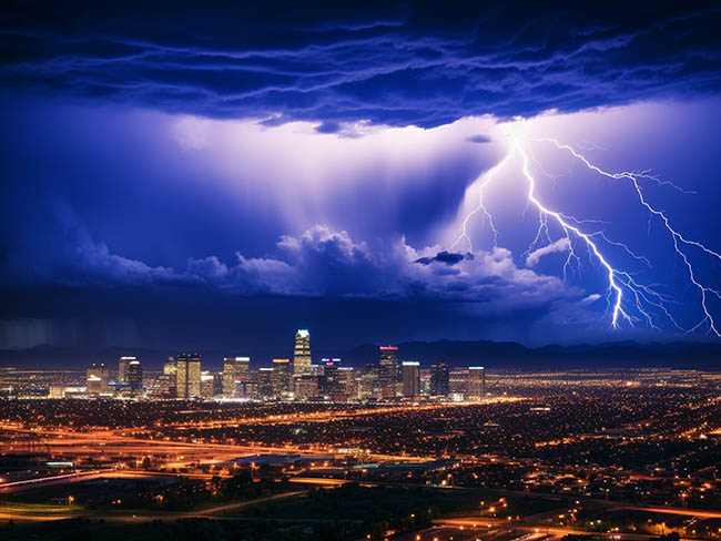 Downtown Denver stormy afternoon.