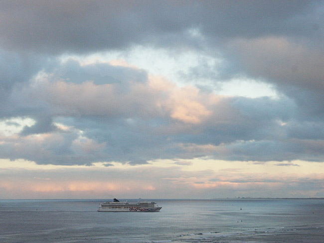 ocean boat sunset