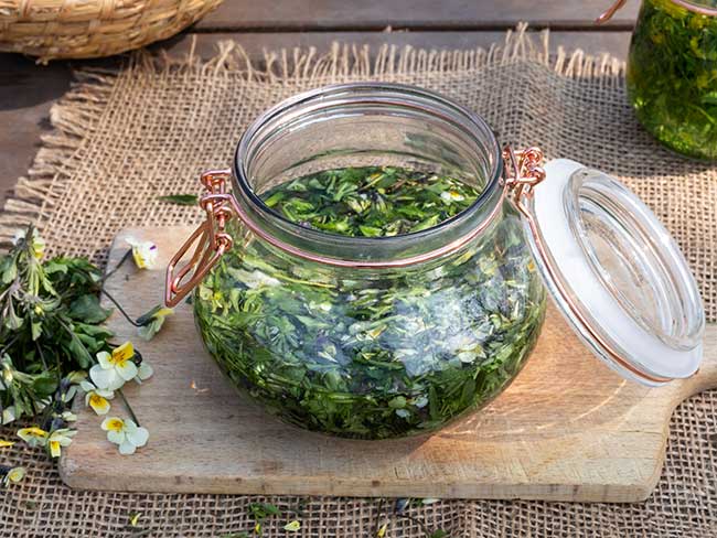 Salsa verde in a canning jar